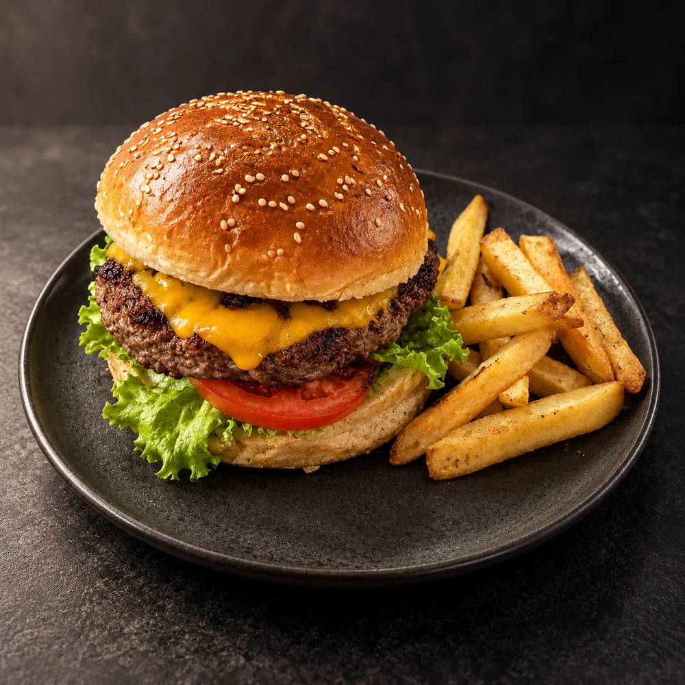Aynı hamburgerin Fotoğraf Stüdyosu ile hazırlanmış sonucu